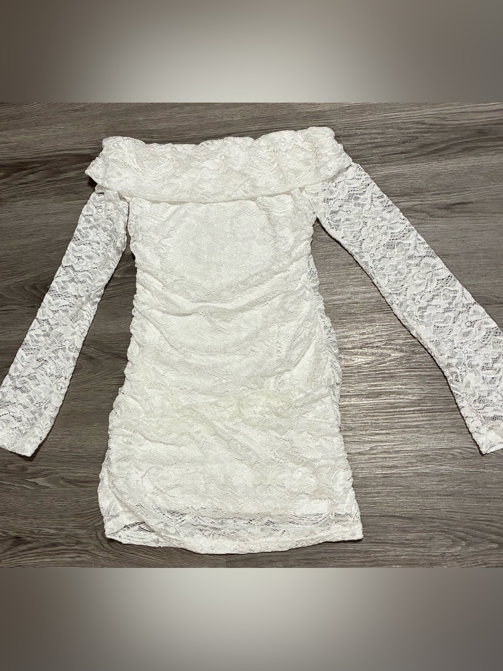 SHEIN White Lace Off-Shoulder Bodycon Mini Dress Long Sleeve XS